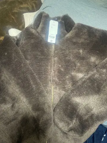 [ M 사이즈 ] coca 워셔블 인조 모피 스탠드 카라 블루종 브라운