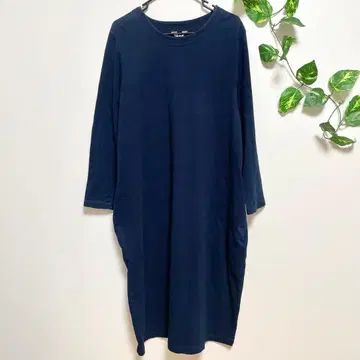 [  ] 긴팔 롱 원피스 네이비 나염 코튼 100%