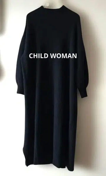 CHILD WOMAN 차일드우먼 라쿤 니트 롱 원피스 네이비