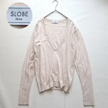 SLOBE IENA 워셔블 플레인 V넥 니트 울 얇은 소재 핑크