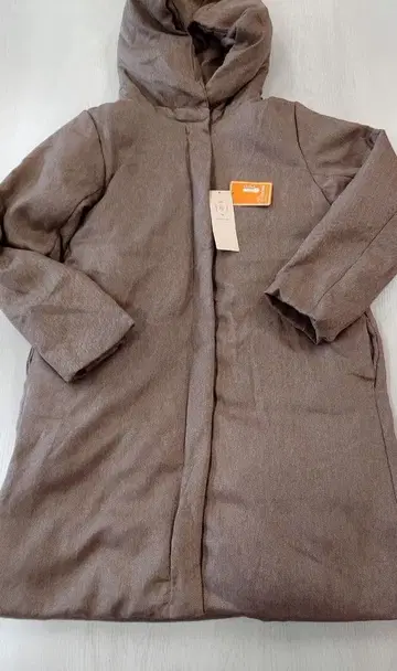 사만사 모스모스 롱 코트 헤링본 내추럴 후드 부착