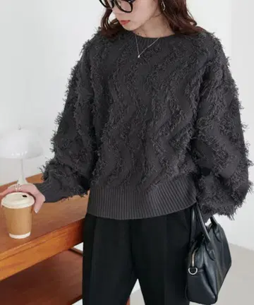 DISCOAT 프린지 풀오버 그레이