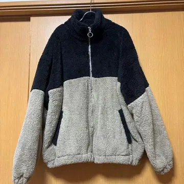 남성용 플리스 보아 자켓 블랙 라이트 브라운 M 사이즈