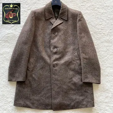 극상의 일품 빈티지 프랑스제 울 트위드 체스터 코트 56