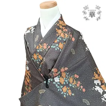 1260 화 워셔블 기모노 코몬 기모노 꽃 부채 노리치라시 그레이