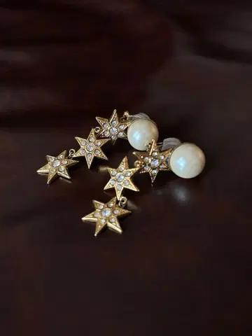 [ ADER.bijoux ] 별 모양 펄 드롭 귀찌