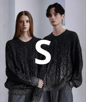 [ CLEL ] 호일 프린트 케이블 크루넥 니트