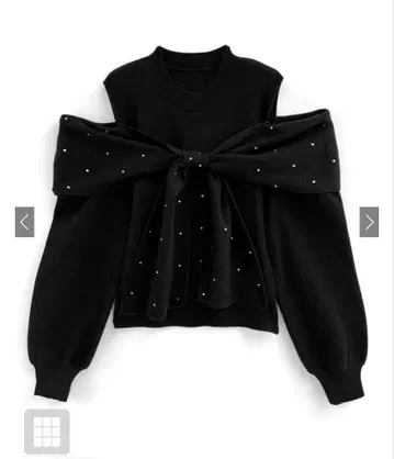 GRL 오픈 숄더 비쥬 리본 니트탑 dr784