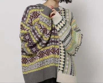 니코앤드 - 리메이크풍 니트 풀오버 차콜 L 사이즈