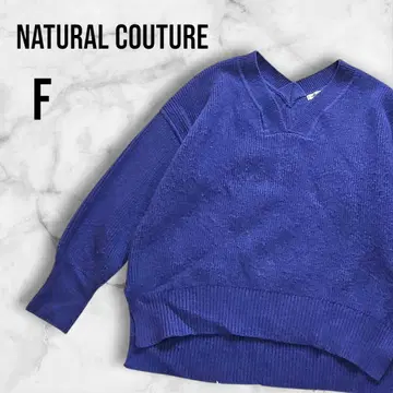 내추럴 꾸뛰르 니트 스웨터 V넥 뒷트임 루즈핏