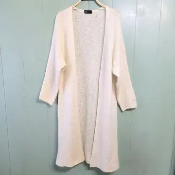 화이트 롱 가디건 긴팔 니트 모헤어 가운 울