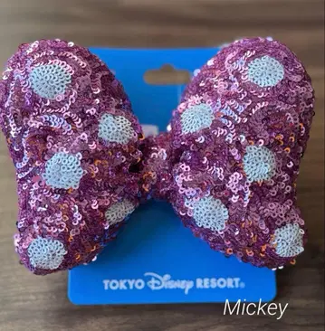 [ 새상품 ] 디즈니 머리끈 미니 리본 스팽글 핑크