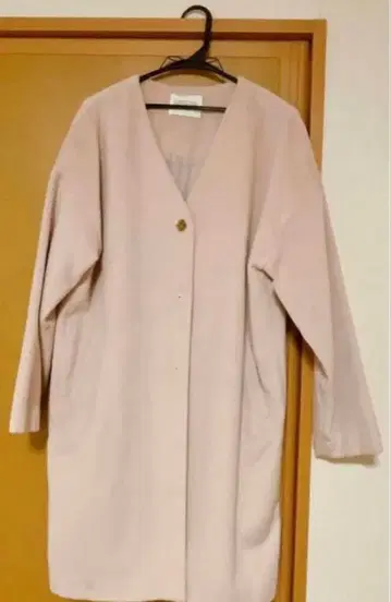 핑크 V넥 롱 코트 여성용 아우터 체스터 코트