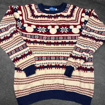 디즈니 미키 패턴 스웨터 L 즉시 발송