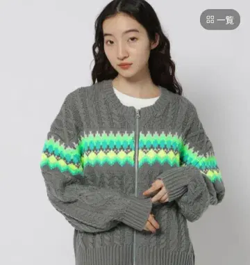 네온 노르딕 zip 가디건 그레이