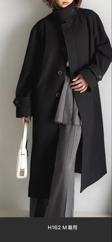 벨트 부착 히요쿠 멜톤 코트 (롱 기장)