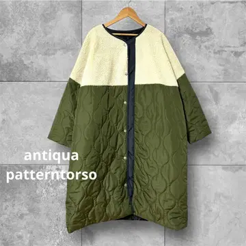 antiqua patterntorso 보아 절개 퀼팅 코트 F