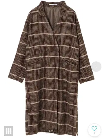 그린 파크 체크 V넥 롱 코트