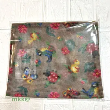 택 포함 새상품 페이러 메쉬 파우치 하이디 베이지 전사 프린트