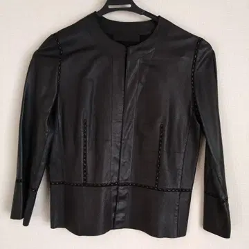[ 새상품급 ] HEMISPHERES 블랙 가죽 자켓 골드 스티치 M