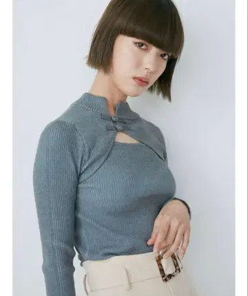 [새상품급] MURUA 차이나 타이트 니트 블루