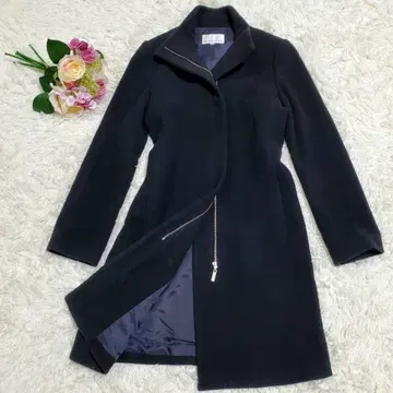 새상품급 M 엠프리미어 스탠드 카라 코트 캐시미어 38 블랙