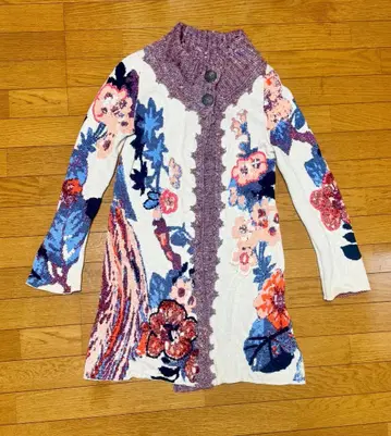 [ Anthropologie ] 꽃과 새 패턴 니트 코트 S 앤트로폴로지