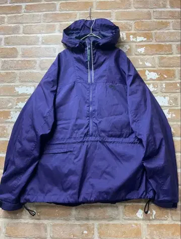 90s 구제 의류 아노락 후드티 나일론 자켓 보라색 자수 오버 사이즈