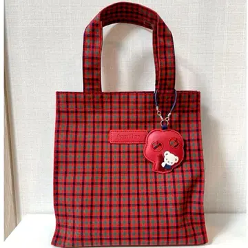 파밀리아 familiar 토트백 빨간색 계열 체크