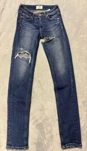 GYDA M/W 이너 하이 립드 데님 스키니 팬츠 데미지 데님