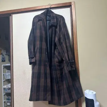 kutir 체스터 코트 체크 무늬 브라운 계열