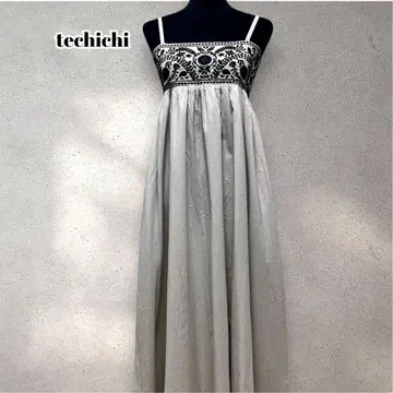 테치치 techichi 면 로운 자수 맥시 원피스 M 사이즈 깔끔한
