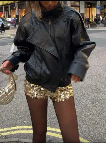 시착만 한 쉬인 오버 사이즈 가죽 자켓 블랙