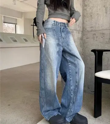 [ 미사용 새상품 ] 빈티지 와이드 데님 와이드 레그 데님 S