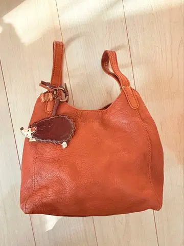 genten 오렌지 가죽 핸드백