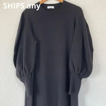 SHIPS any 볼륨 퍼프 슬리브 니트 원피스 울 혼방 블랙