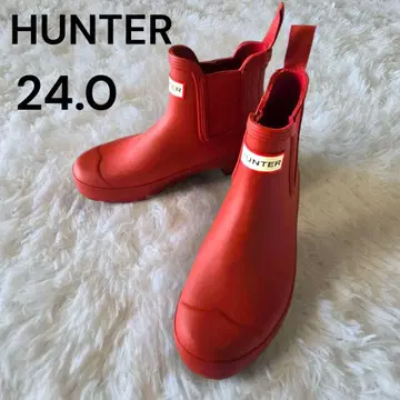 새상품 HUNTER 헌터 숏 레인부츠 빨간색