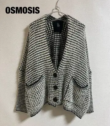 OSMOSIS 니트 가디건 오버 사이즈 화이트 블랙