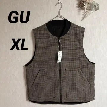 [새상품] GU 지유 히트 패디드 체크 베스트 XL 하운드투스 남성용