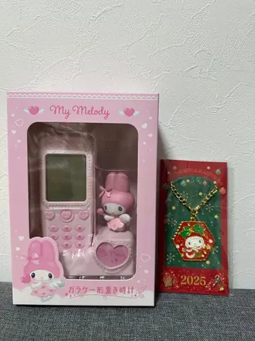 휴대폰 모양 탁상 시계 마이멜로디 산리오 보증서 포함