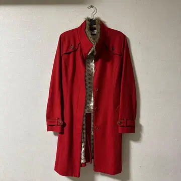 레드 퍼 롱 코트