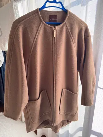 베이지 울 집업 코트