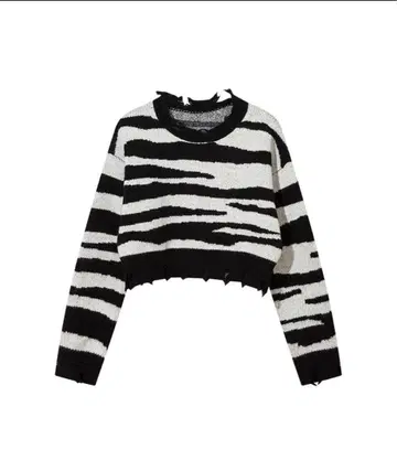 HOOK 제브라 패턴 크롭 니트 스웨터