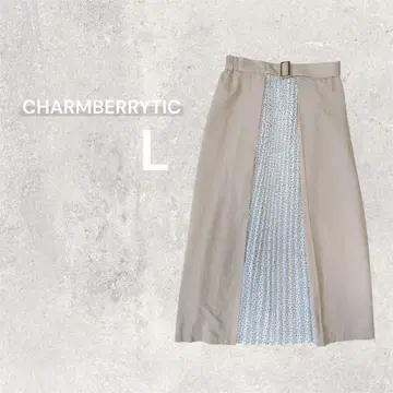 참 베리틱 플리츠 스커트 롱 플레어 도트 무늬 빅 사이즈