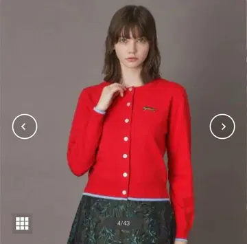 드레 스테리어 타이거 자수 크루넥 가디건