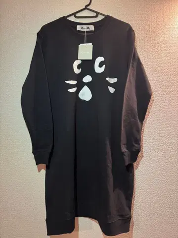 [새상품 레어] 네넷 냐 맨투맨 원피스 블랙 M