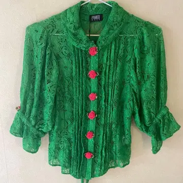 pameo pose 레이스 셔츠 그린