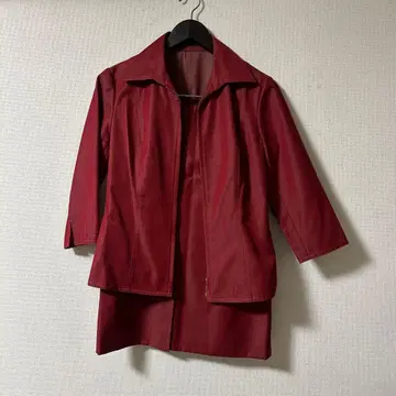 버건디 자켓 스커트 셋업