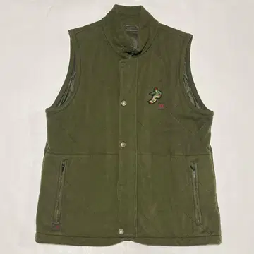 papas 퀼팅 충전솜 베스트 원포인트 와펜 그린 파파스