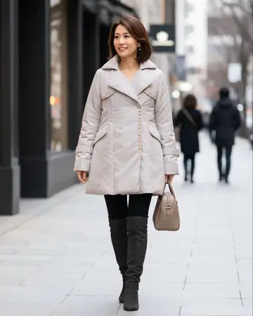 [경량 최강 보온] 오스틴 리드 비쥬 장식 A라인 다운 코트 38